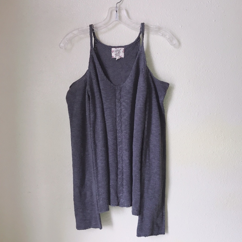 Hippie Rose shoulder cut out long sleeve knit sweater